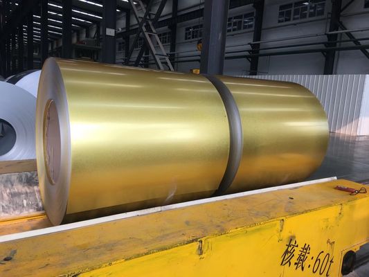 AZ70 Beschichtung Aluzinkspule Gold AFP Galvalume Stahl für Steingeschichtete Dachfliesen A792M DX51D Regelmäßiges Minimum Spangle